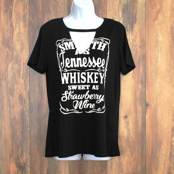 Women's Black V Neck Tee Tennessee Whiskey L - Picture 1 of 3